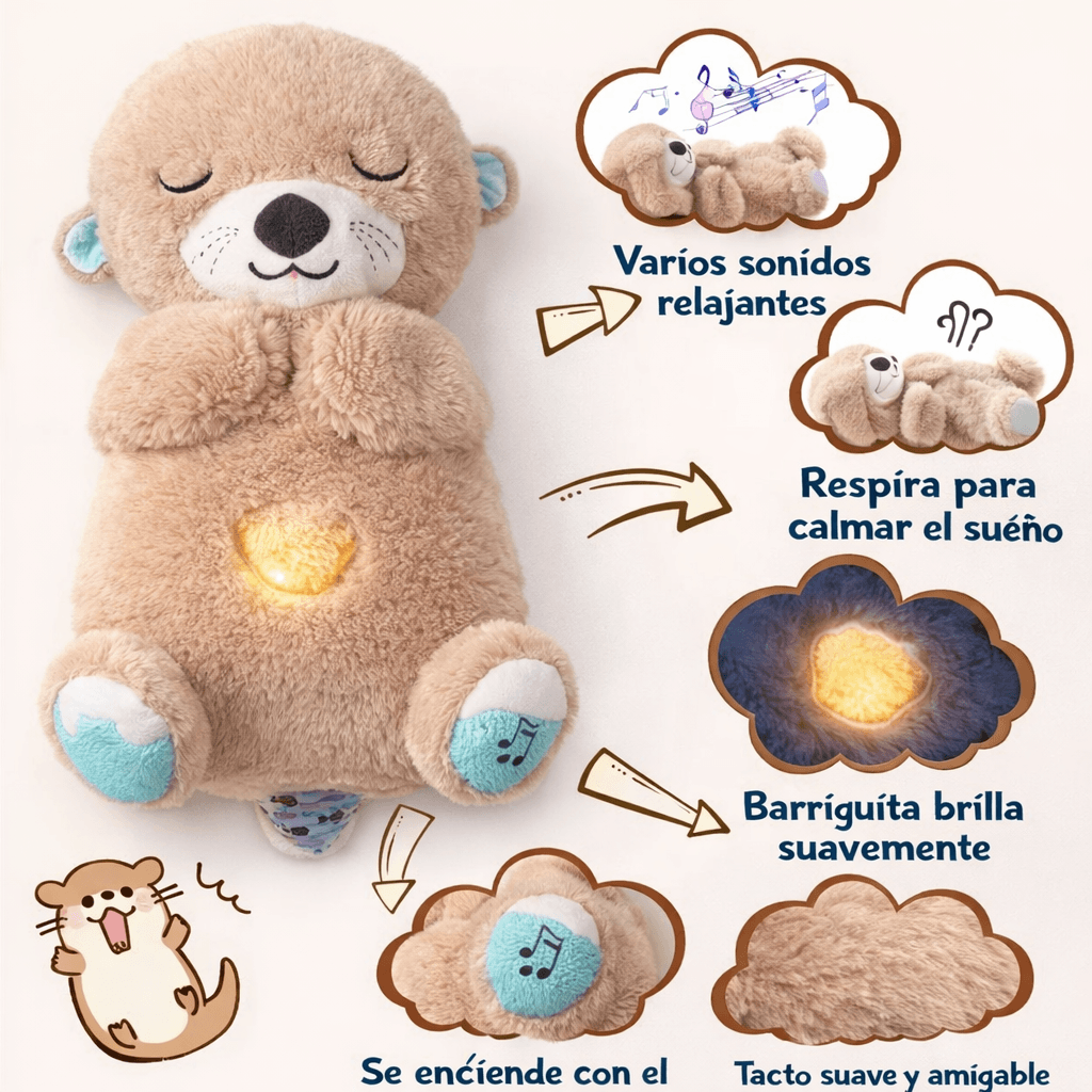 Nutria Relajante con Luz Calmante y Función de Respiración Rítmica.